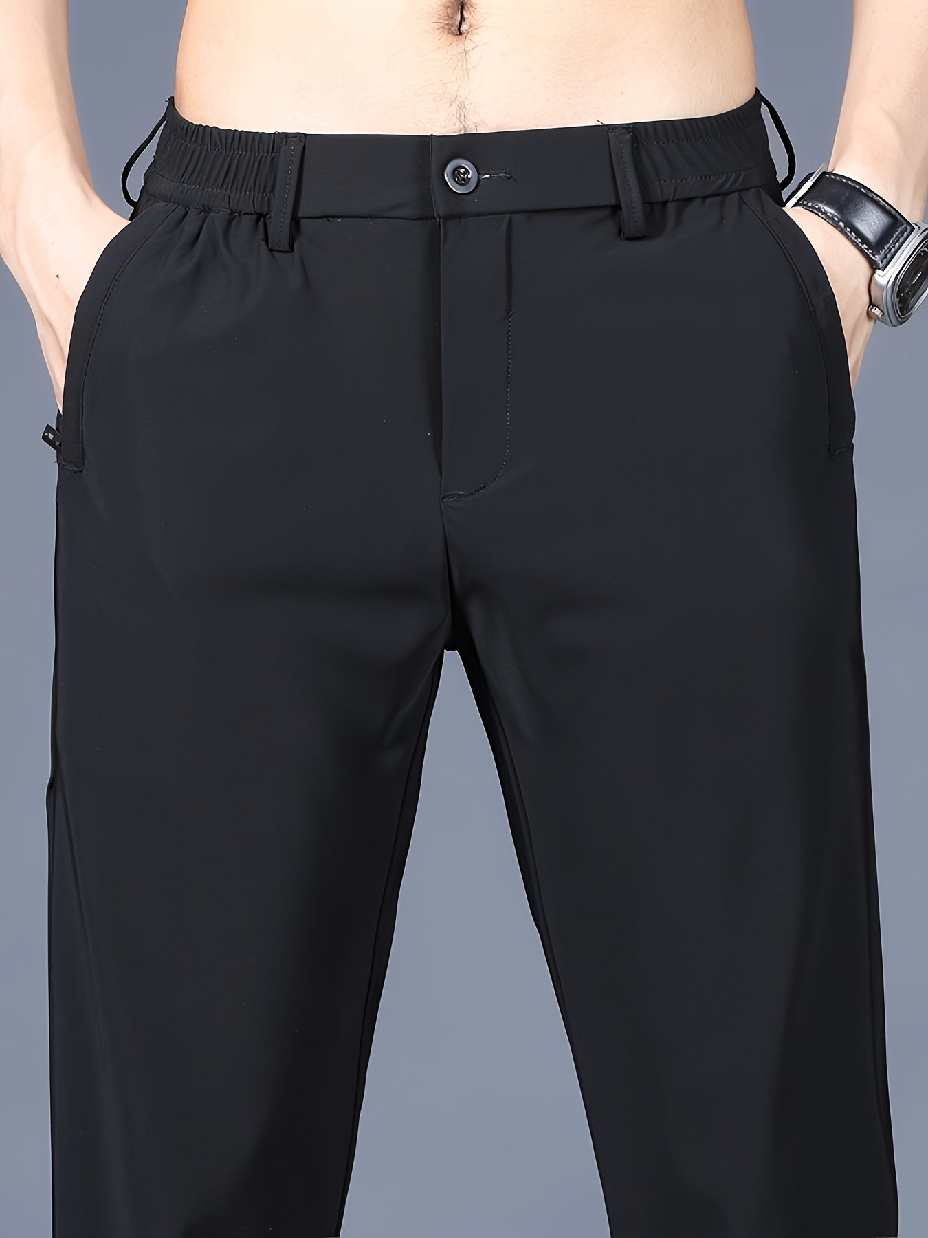 Men's Slim Fit Business Casual Pants – Lightweight Stretch Polyamide