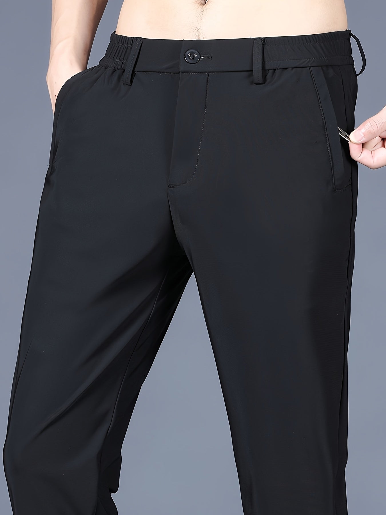 Men's Slim Fit Business Casual Pants – Lightweight Stretch Polyamide