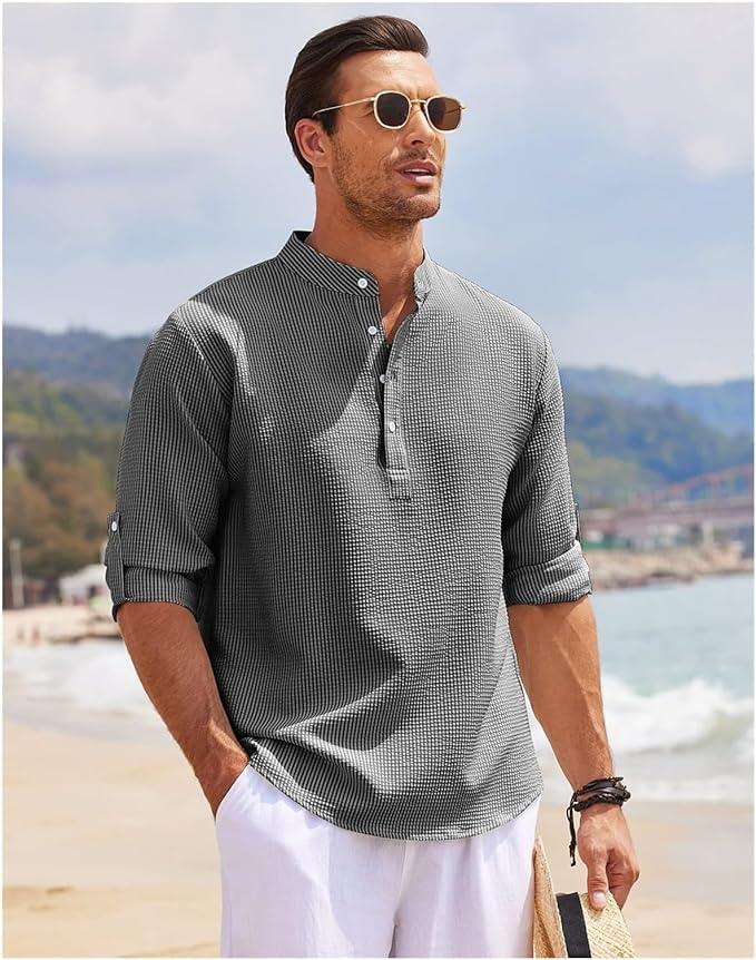 Men's Shirt - Blouse - Timeless - Light Fabric, Relaxed Fit - Perfect for Summer and Informal Gatherings