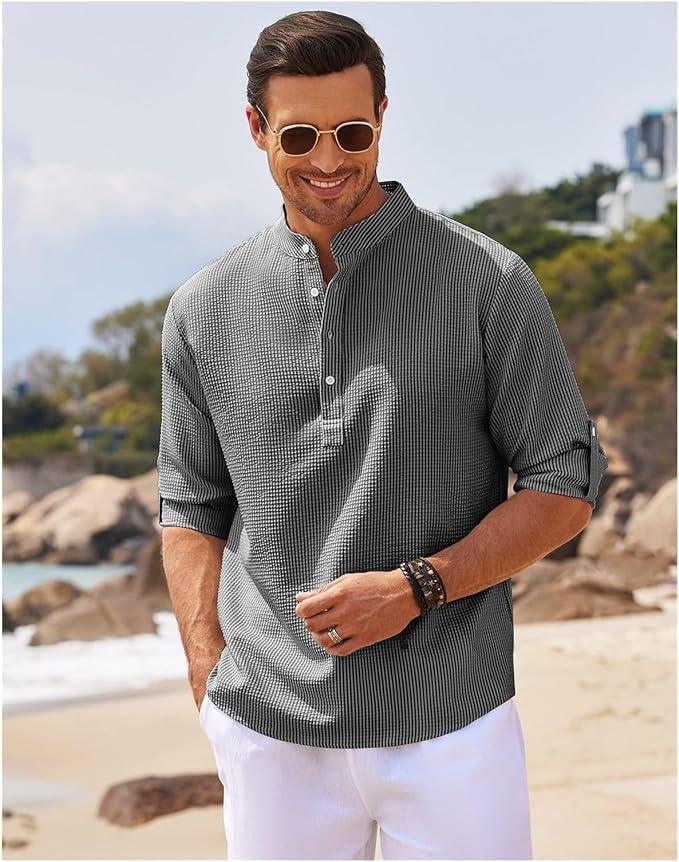 Men's Shirt - Blouse - Timeless - Light Fabric, Relaxed Fit - Perfect for Summer and Informal Gatherings