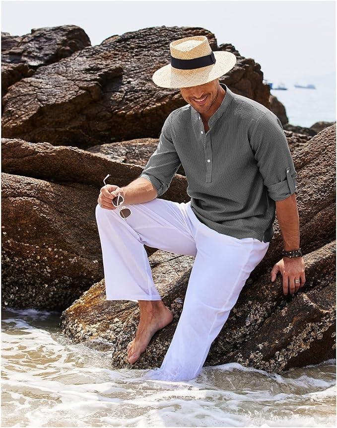 Men's Shirt - Blouse - Timeless - Light Fabric, Relaxed Fit - Perfect for Summer and Informal Gatherings