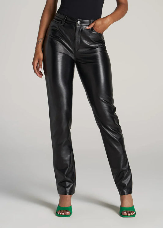 Black Fitted Leather Pants Women - Slimfit - Slim Fit - Essential Elegance