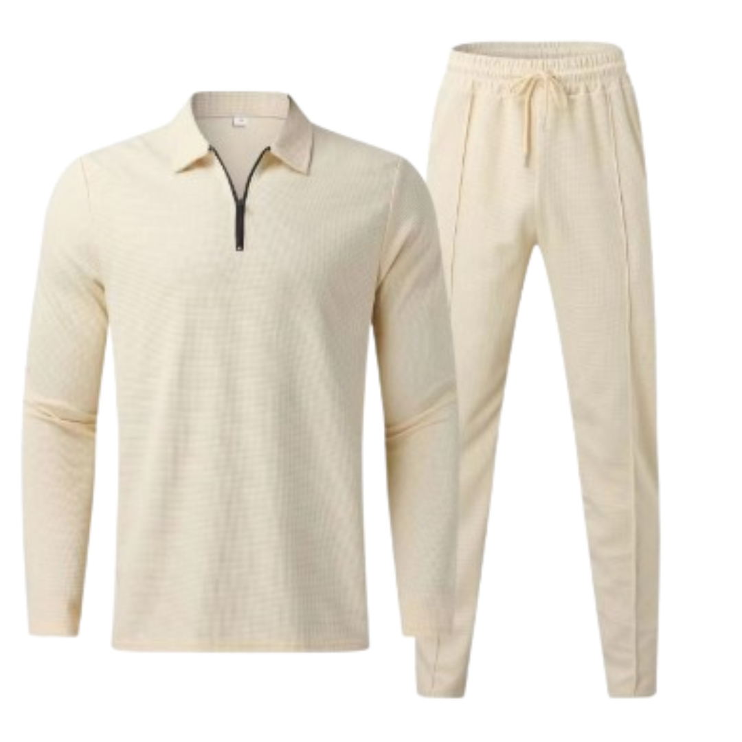 Men's CoreComfort Waffle Long-Sleeve Suit Apricot