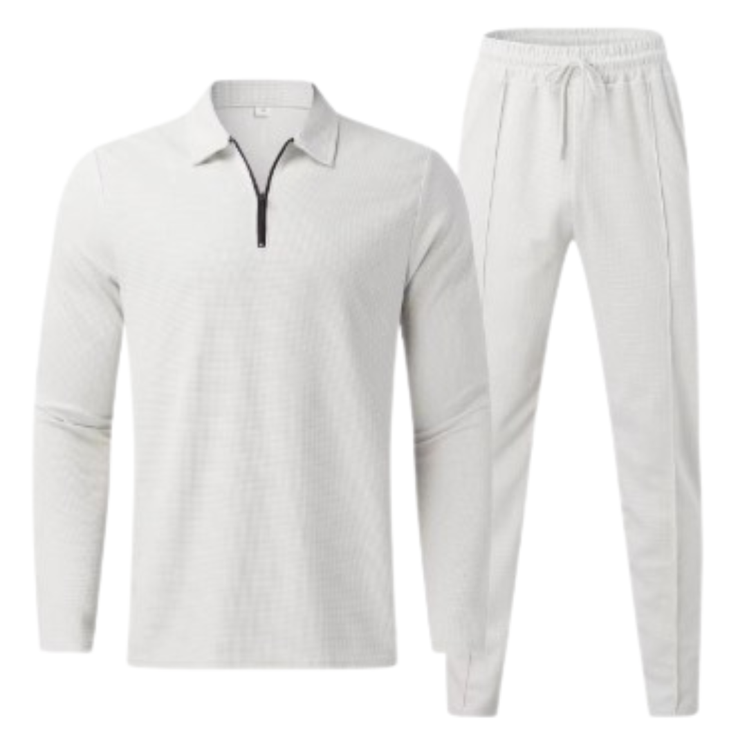 Men's UrbanEase Waffle Suit Set White