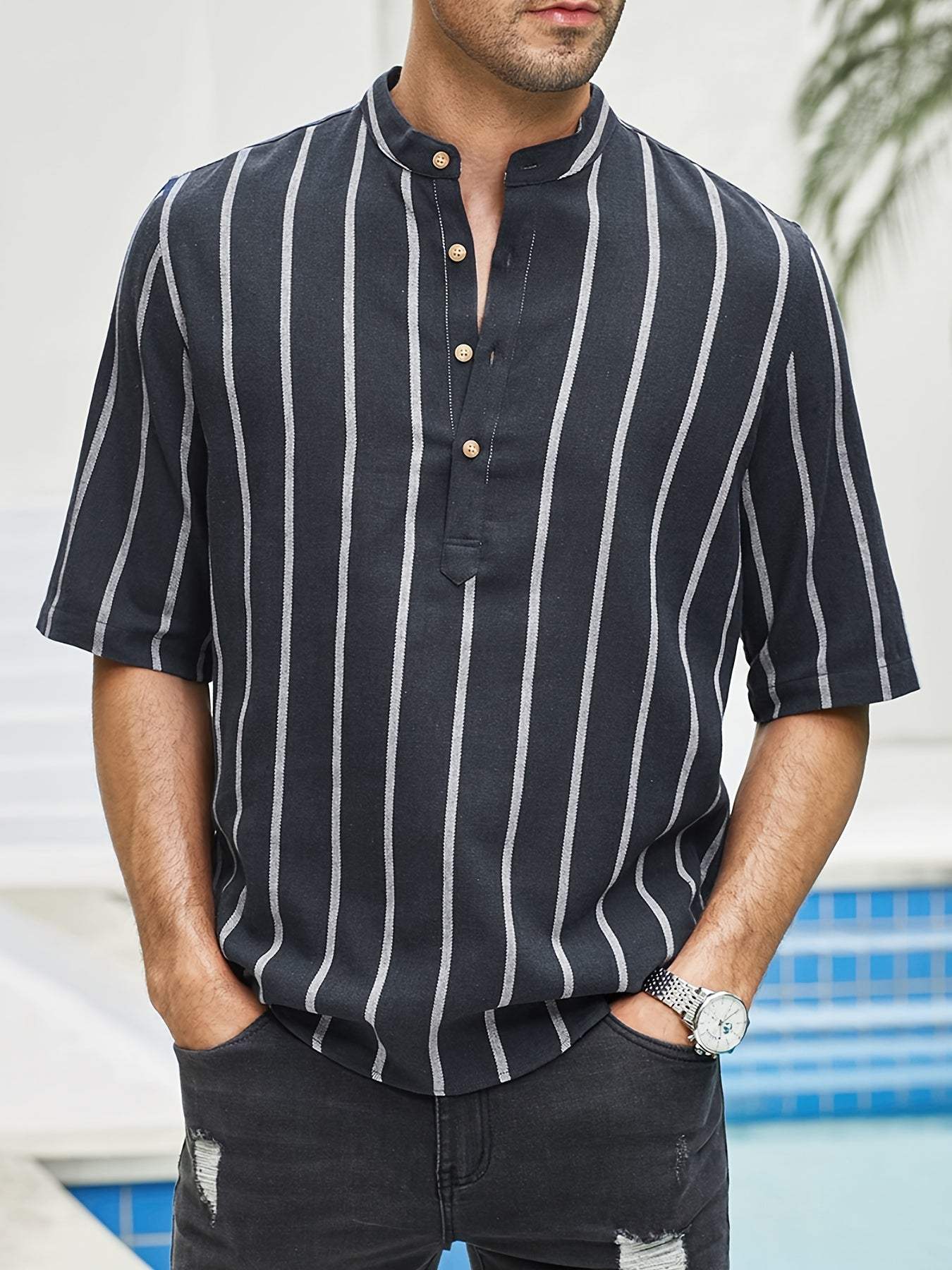 Men's Shirt - Classic - Subtle Stripes - Perfect for Formal Occasions