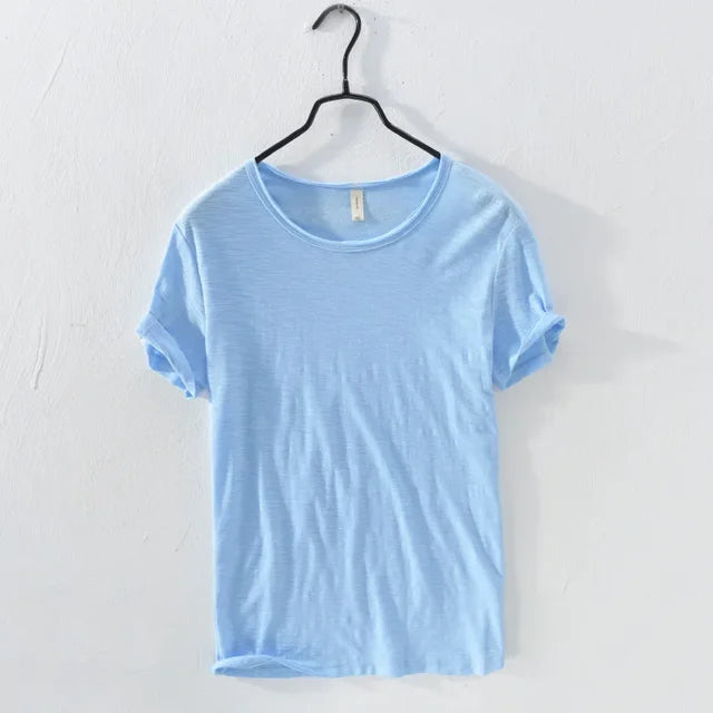 Retro Raw Edge T-Shirt - Slim-Fit Casual - 100% Cotton - Perfect for Any Casual Occasion