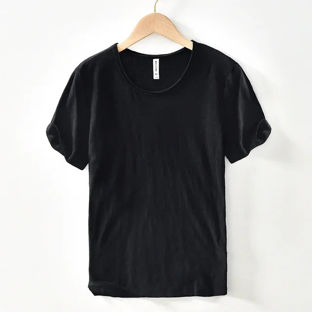 Retro Raw Edge T-Shirt - Slim-Fit Casual - 100% Cotton - Perfect for Any Casual Occasion