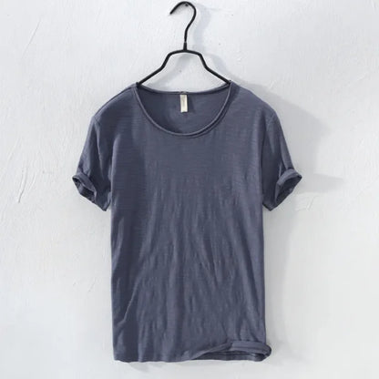 Retro Raw Edge T-Shirt - Slim-Fit Casual - 100% Cotton - Perfect for Any Casual Occasion