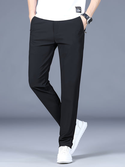 Men's Slim Fit Business Casual Pants – Lightweight Stretch Polyamide