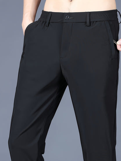 Men's Slim Fit Business Casual Pants – Lightweight Stretch Polyamide